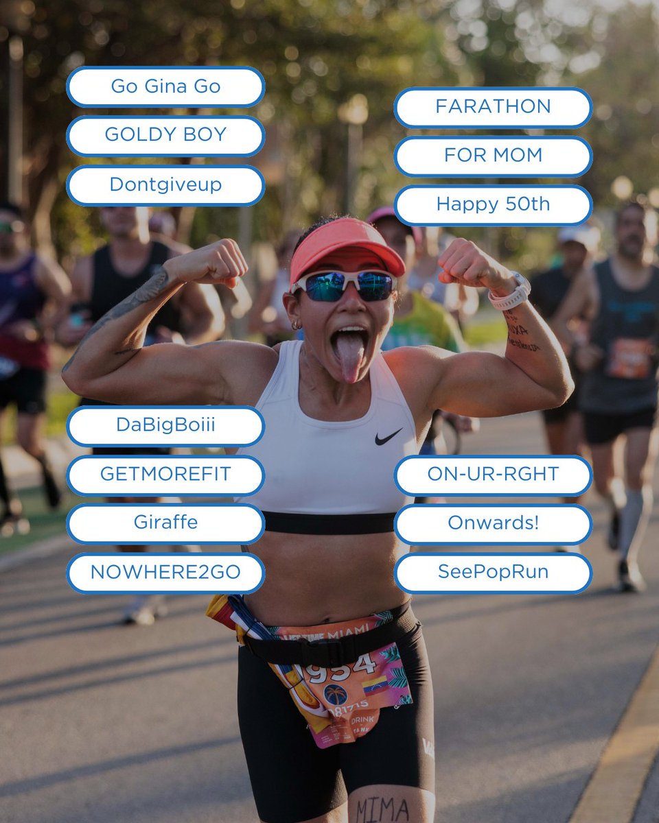 Check out this collection of standout bib names from our amazing runners!  Every bib has its own story to tell. ✨, image size:960x1200