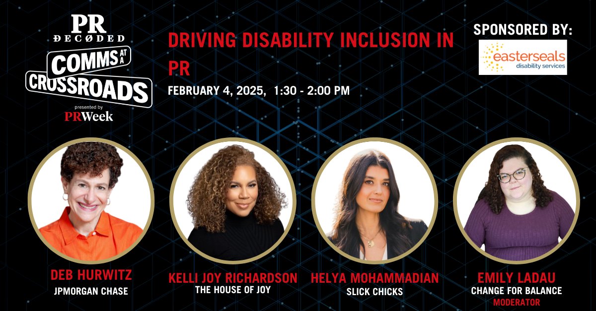 PRWeekUS's tweet photo. Over 70M Americans with disabilities hold trillions in buying power—yet they’re still overlooked in PR &amp; marketing. How can brands break barriers &amp; embrace accessibility? Join top voices at #PRDecoded to explore the path to true inclusion: https://t.co/ImHRK5UkDE https://t.co/pKKWfzKvVi