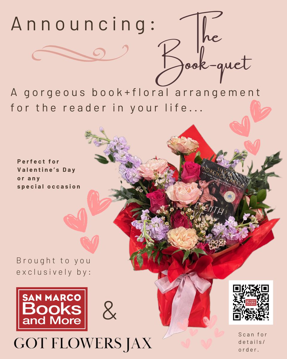 San Marco Books and More is thrilled to announce our partnership with @gotflowersjax. Together, we will bring you the Book-quet, the perfect gift for the book lover in your life. Just in time for Valentine's Day!

Order here: Bit.ly/bookquet