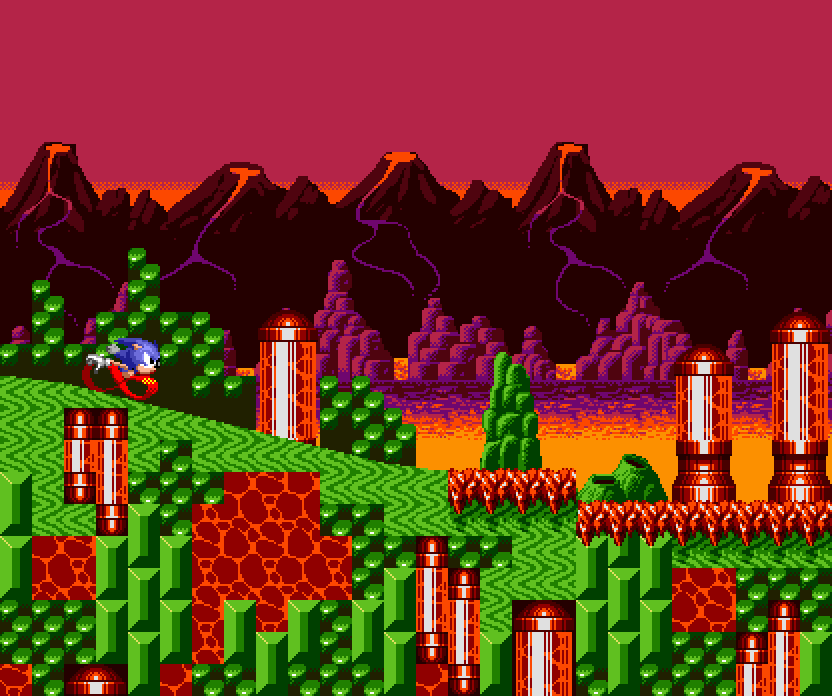 Have you ever wondered what lies beyond the volcanoes seen in tidal tempest zone's bg? Well, now you do! 

Welcome to Irate Inferno Zone! 
#SonicTheHedegehog #pixelart
