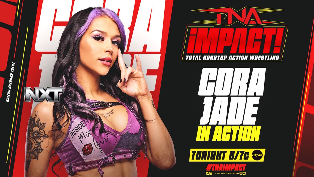 TONIGHT at 8/7c on <a href="/AXSTV/">AXS TV</a> in the US, <a href="/Sportsnet/">Sportsnet</a> 360 in Canada, and streaming on TNA+ worldwide!

<a href="/WWENXT/">WWE NXT</a>'s @CoraJadeWWE steps into the iMPACT Zone, looking to send a message to TNA Knockouts Champion <a href="/mashaslamovich/">Masha Slamovich マーシャ・スラモビッチ</a>! Will she make a statement?

#TNAiMPACT