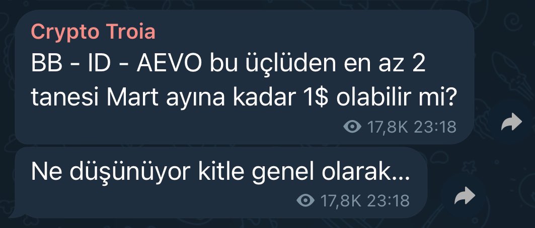 🚨 Yakında bu üçlüden en az ikisi $1 olur ve bu paylaşımı alıntılayıp kanalda olan 10 kişiye $1000 gönderirim.

Hem kanala, hem bu üçlüye sıkı takip diyorum!