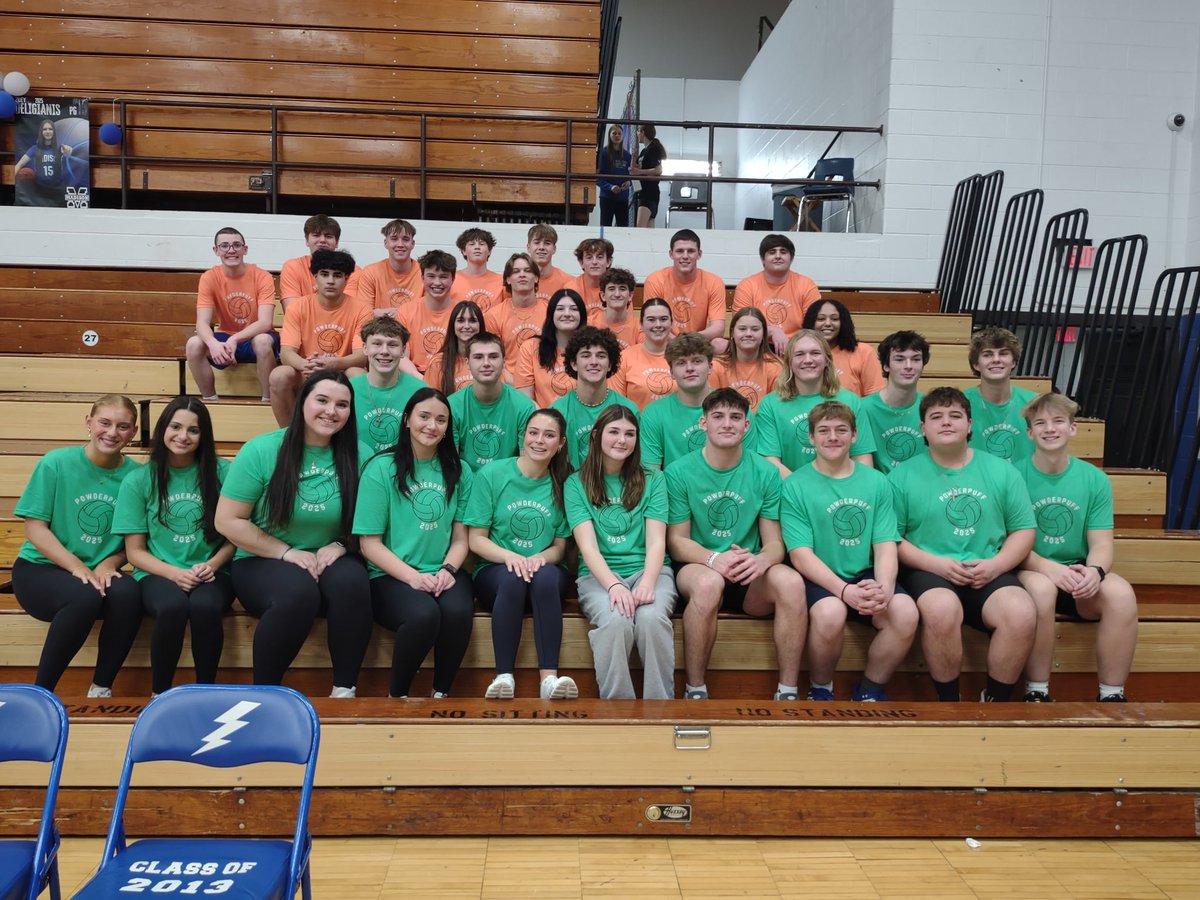 POWDER PUFF VOLLEYBALL COACHES AND PLAYERS!!  SENIORS WON THE HARD FOUGHT COMPETITION 2 MATCHES TO 1!!