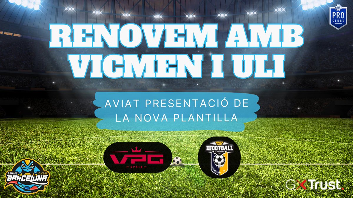 ✍️Renovamos con los managers <a href="/xV10kingx/">𝐕𝟏𝟎𝒦𝒾𝓃𝑔</a> y <a href="/Ulisesmelian6/">Ulises melian</a> de #ClubesPro para competir en <a href="/OfficialVPG/">Virtual Pro Gaming</a>  y @PLGeFootBall ⚽️
Muy pronto presentaremos la plantilla 🎮

#OrgullBarceloní #UnaGranFamília  🩵💛