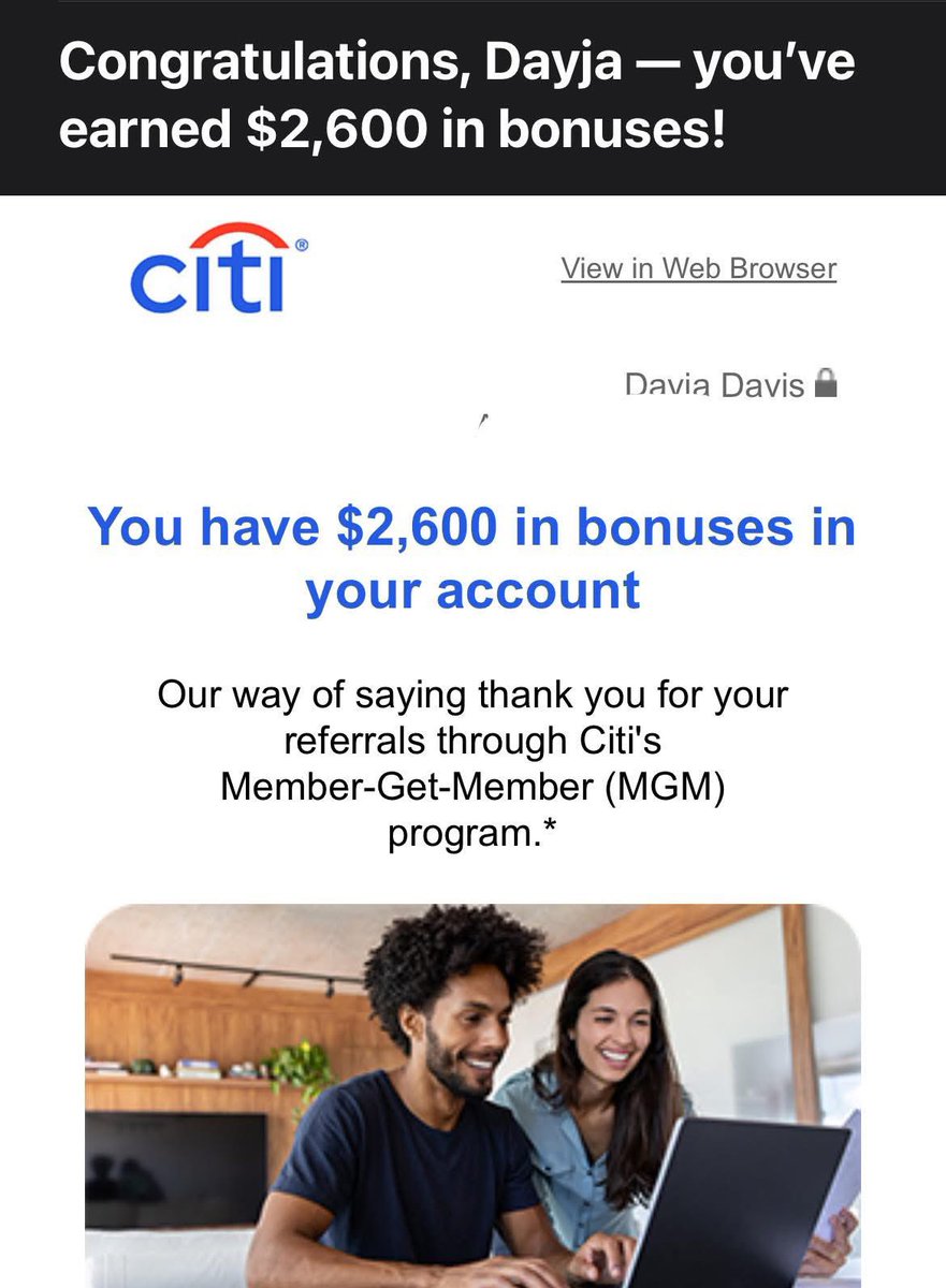 Lul_Ole_Me's tweet photo. $100 referrals for opening an account with Citibank. No deposit needed. 
https://t.co/RK917zpMsk https://t.co/pQ4K4ZiAkd
