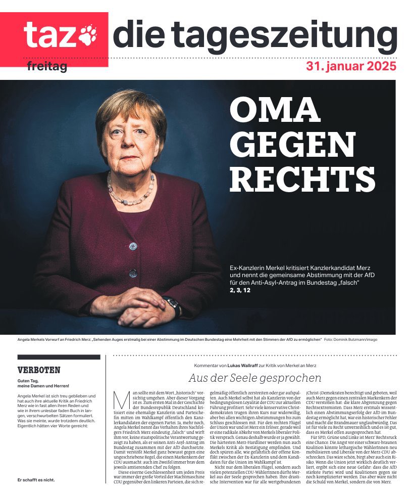 Diese Frau ist weder Oma, noch „gegen rechts“. Sie ist eine kinderhassende, deutschlandhassende, verbitterte Person, die ohne mit der Wimper zu zucken die Grundrechte von 84 Mio Bürgern kassiert hat, während sie mit ihrer undemokratischen MPK schamlos an demokratischen Strukturen