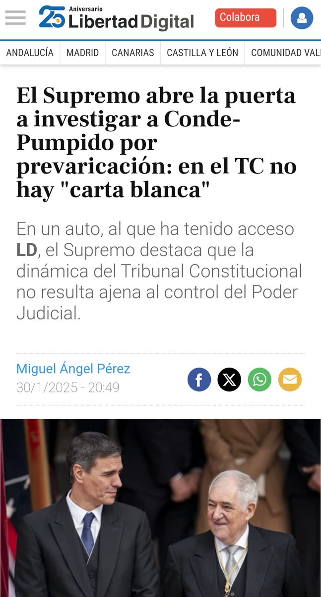 DLPEspana's tweet photo. 🔴🔴 El Tribunal Supremo abre la puerta a investigar a Conde-Pumpido por prevaricación: en el TC no hay "carta blanca".
Destaca que la dinámica del Tribunal Constitucional no resulta ajena al control del Poder Judicial.

💧Sentido común.  Justicia independiente y despolitizada. https://t.co/A6fOuLITVm