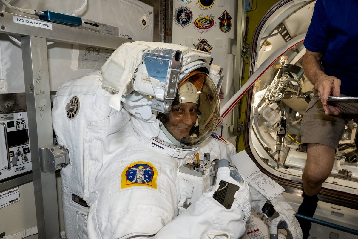 NASA's Johnson Space Center (@nasa_johnson) on Twitter photo NASA astronaut Suni Williams now holds the record for total spacewalk time by a woman, surpassing the one set by former <a href="/NASA_Astronauts/">NASA Astronauts</a> Peggy Whitson. Williamsβ record of 62 hours, six minutes was reached upon completing her ninth spacewalk today.
Congratulations, Suni! π· NASA astronaut Suni Williams now holds the record for total spacewalk time by a woman, surpassing the one set by former <a href="/NASA_Astronauts/">NASA Astronauts</a> Peggy Whitson. Williamsβ record of 62 hours, six minutes was reached upon completing her ninth spacewalk today.
Congratulations, Suni! π·