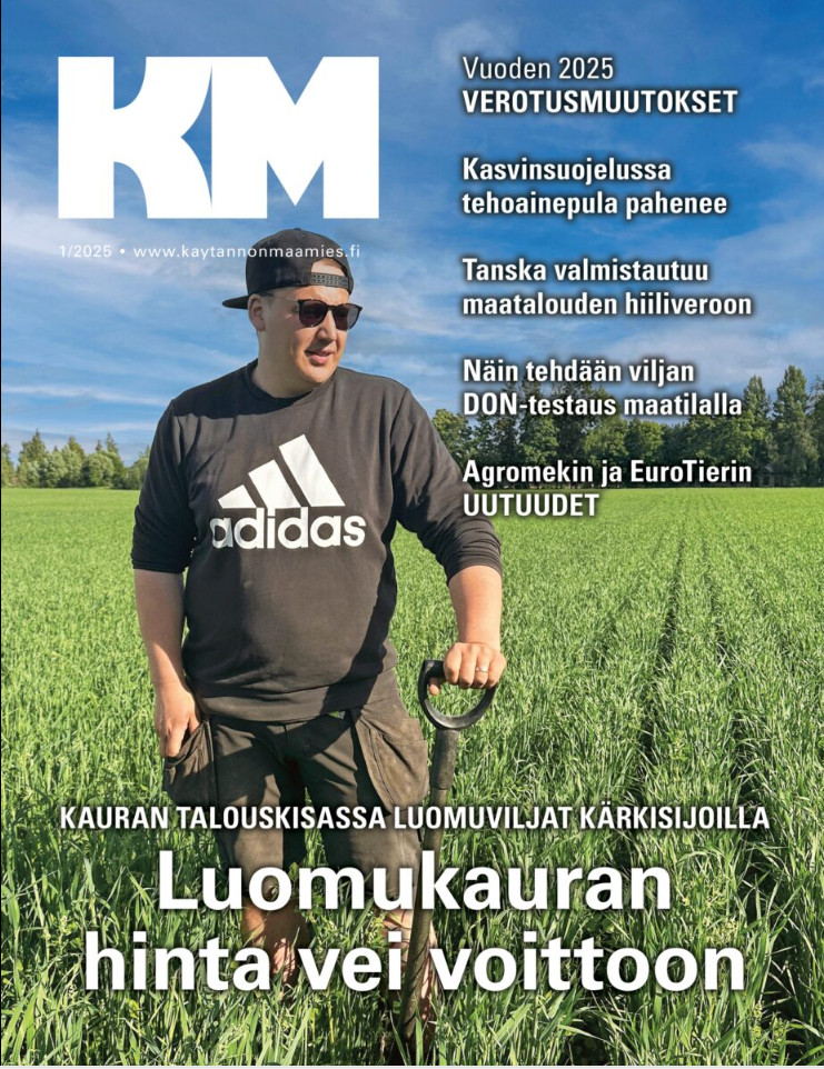 Vuoden ensimmäinen <a href="/KMaamies/">Käytännön Maamies</a> on tässä! #kaurakisa talouskisan voiton veivät luomukaurat. Voittaja on Kaarle Tavela. Asiaa DON-testaamisesta, maatalousverotuksesta ja kasvinsuojeluaineista. Myös Agromek ja EuroTier.