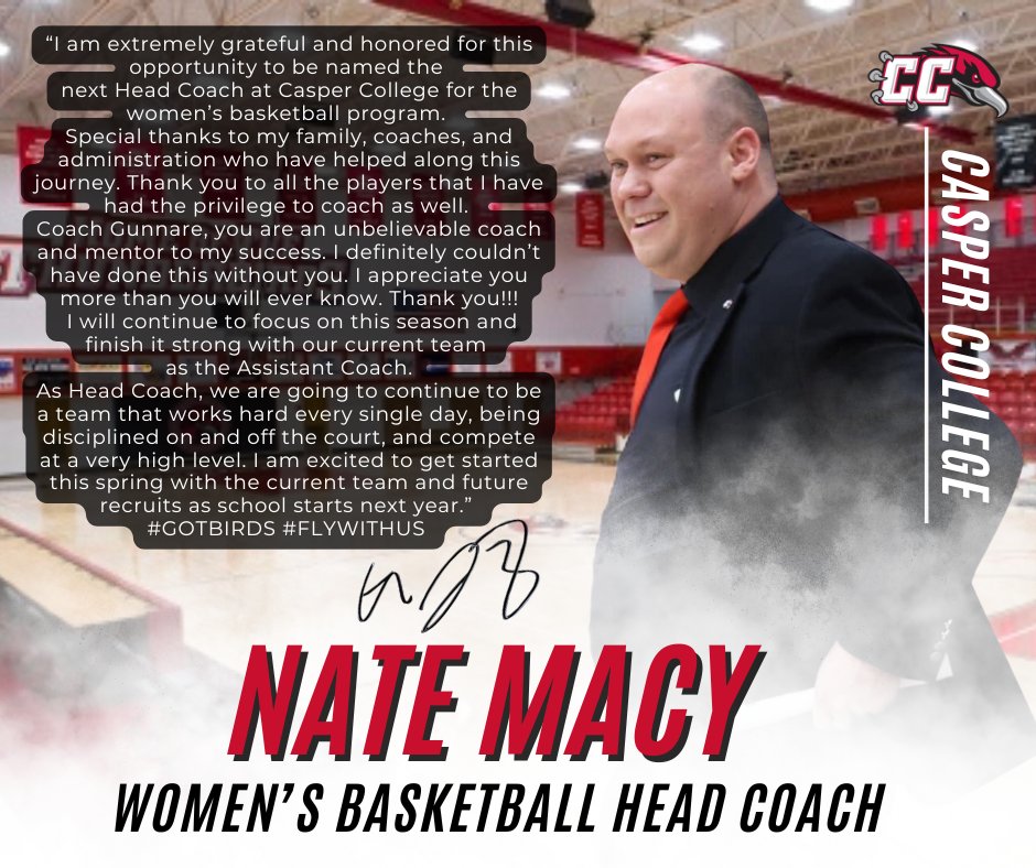 LadyTbirdsBball's tweet photo. 📷BREAKING NEWS 📷 Macy named Head Coach to take over after Coach Gunnare retires this season.
https://t.co/RZbkGnY5s3 https://t.co/OJplBFS7eW