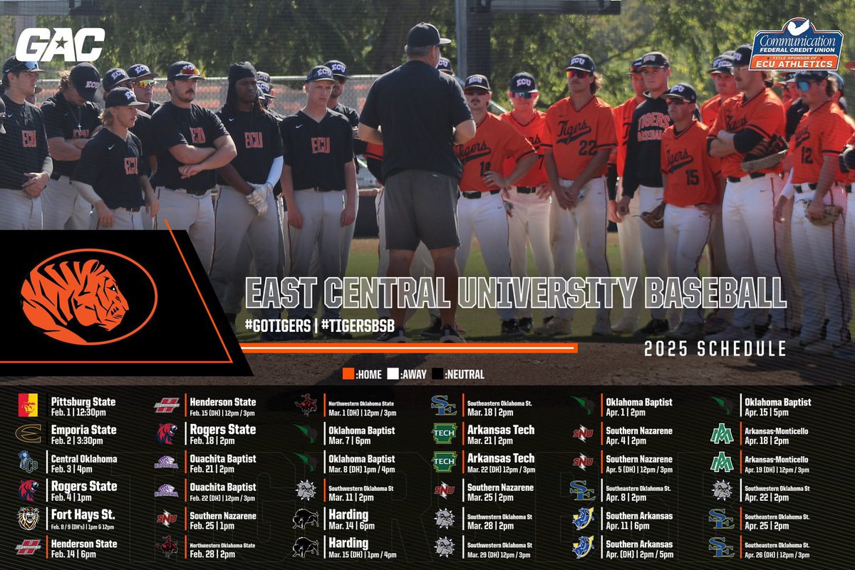 The 2025 season is right around the corner! 🐅⚾️

Mark your calendar’s and come out to Ken Turner Field and visiting locations to support your Tigers!

Home opener is set for Feb. 4th @ 1pm
First home series will be played Feb. 21 / 22

#GoTigers #TigersBSB