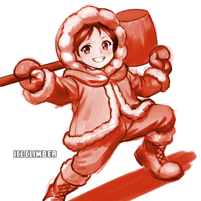 1月30日は、#ファミコン 版、#アイスクライマー の発売日。 というコトで遅れてしまったうえに、やっつけですが… ナナちゃんを描いてみました。FCでは、ずいぶんやんちゃっぽい雰囲気でしたが、スマブラでは随分可愛らしくなりましたよねぇ(*'ω`*) 