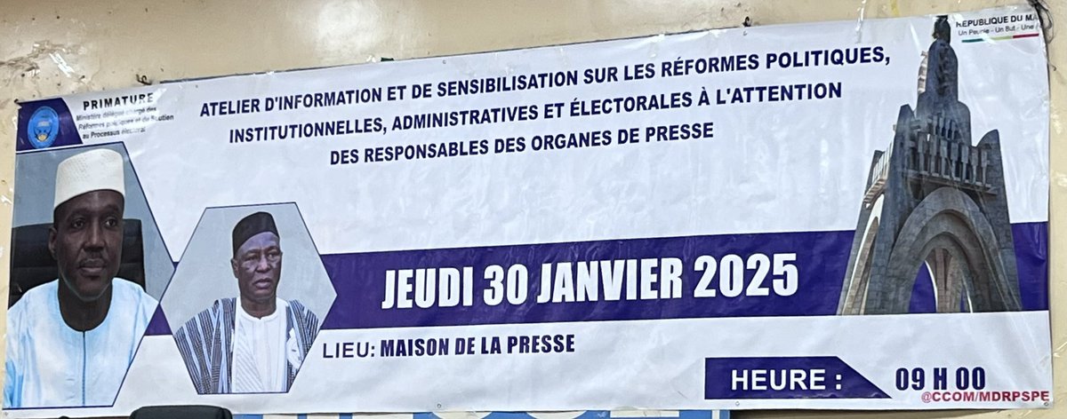AssoBlogMali's tweet image. Le 30 janvier 2025, l&apos;ABM a assisté à un atelier sur les réformes politiques et électorales au Mali.
Les discussions ont abordé la nouvelle Constitution et des innovations pour l&apos;enrôlement des électeurs. Cet événement a mis en lumière l&apos;importance des médias dans la démocratie.