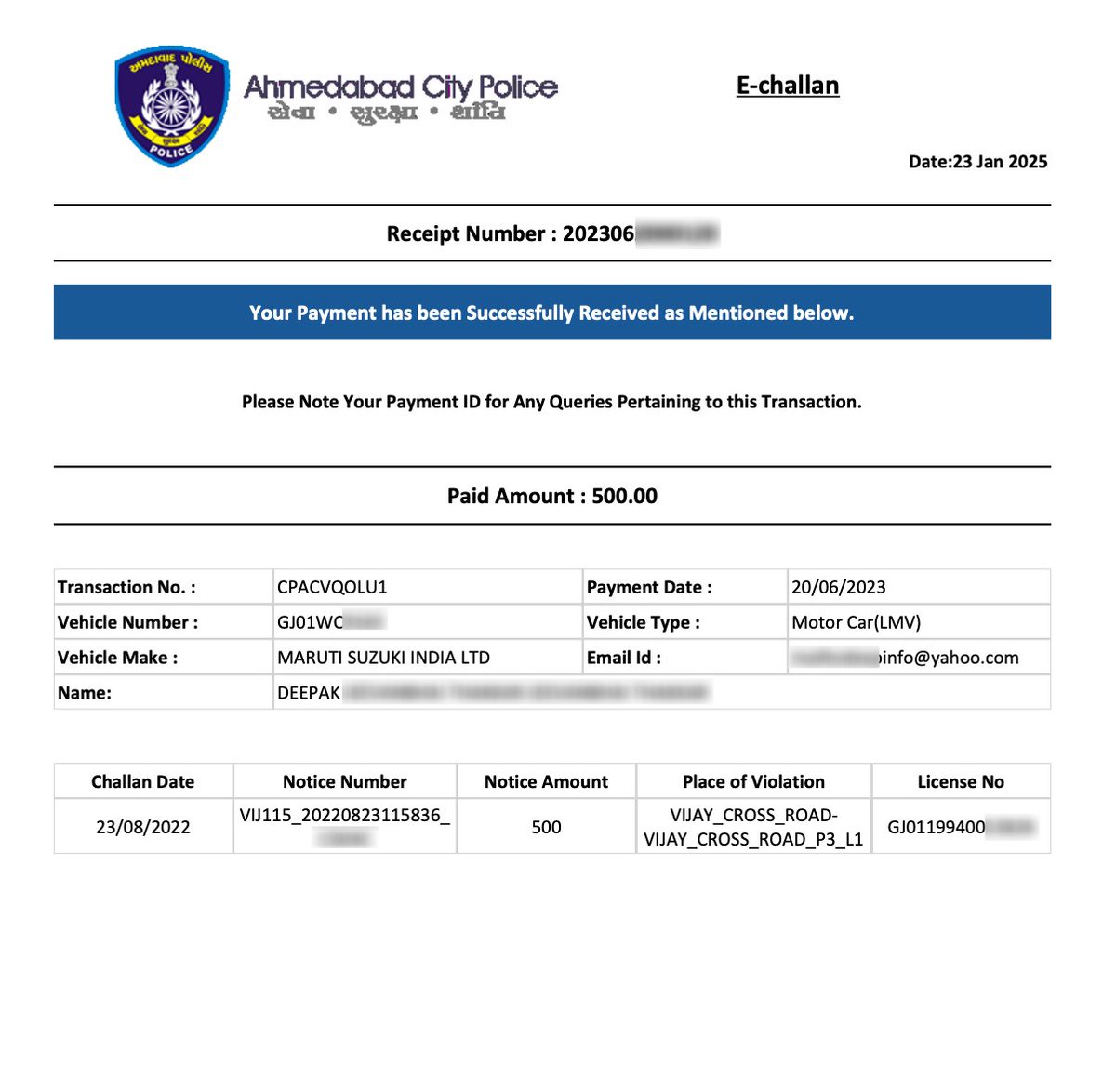 amitoverhere's tweet photo. During an recent independent Darkweb research, I have encountered claims from the ransomware group "Killsec3" that they have successfully breached the Challan Payment System of Ahmedabad Traffic Police &amp; they advertise the data for sale for whopping €30,000. https://t.co/AZXZo0IjjE