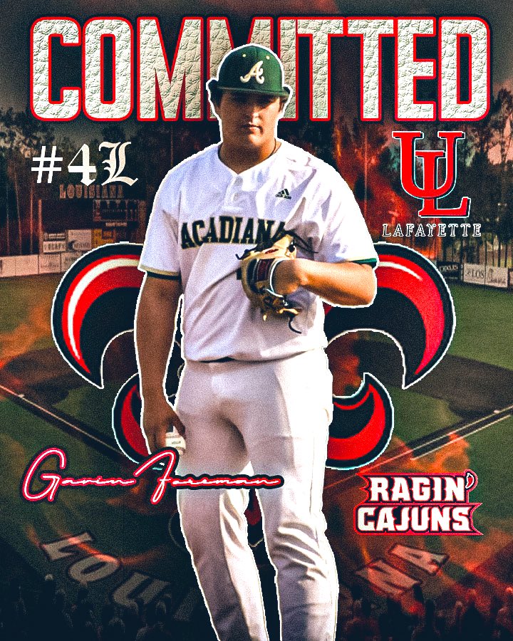 Congratulations to 2026
Gavin Foreman of Acadiana HS on his commitment to ULL.  Awesome news for this young man and his family #4L <a href="/GavinForeman08/">Gavin foreman</a> <a href="/PrepBaseballLA/">Prep Baseball Louisiana</a> <a href="/2DsportsLA/">2D Sports Louisiana</a> <a href="/PerfectGameUSA/">Perfect Game USA</a> <a href="/RaginCajunsBSB/">Louisiana Ragin’ Cajuns® Baseball</a> <a href="/MarucciSports/">Marucci</a> <a href="/PG_Scouting/">Perfect Game Scout</a>