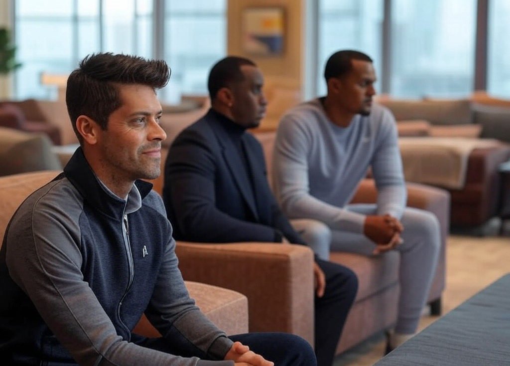Justin Tucker, Deshaun Watson, and Diddy all waiting for their massage.