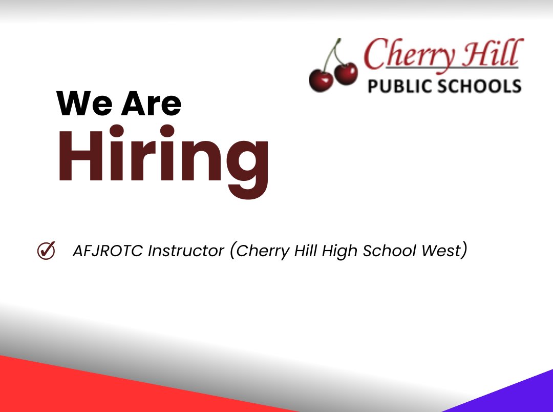WE are hiring for an AFJROTC Instructor at Cherry Hill High School West!

applitrack.com/cherryhill/onl…
