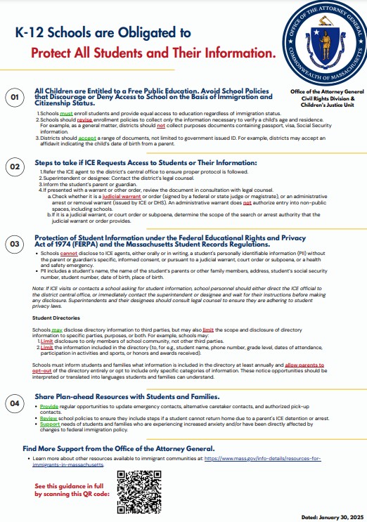 The Attorney General's Office released the below flyer "Protect All Students and Their Information"

mass.gov/doc/flyer-for-…