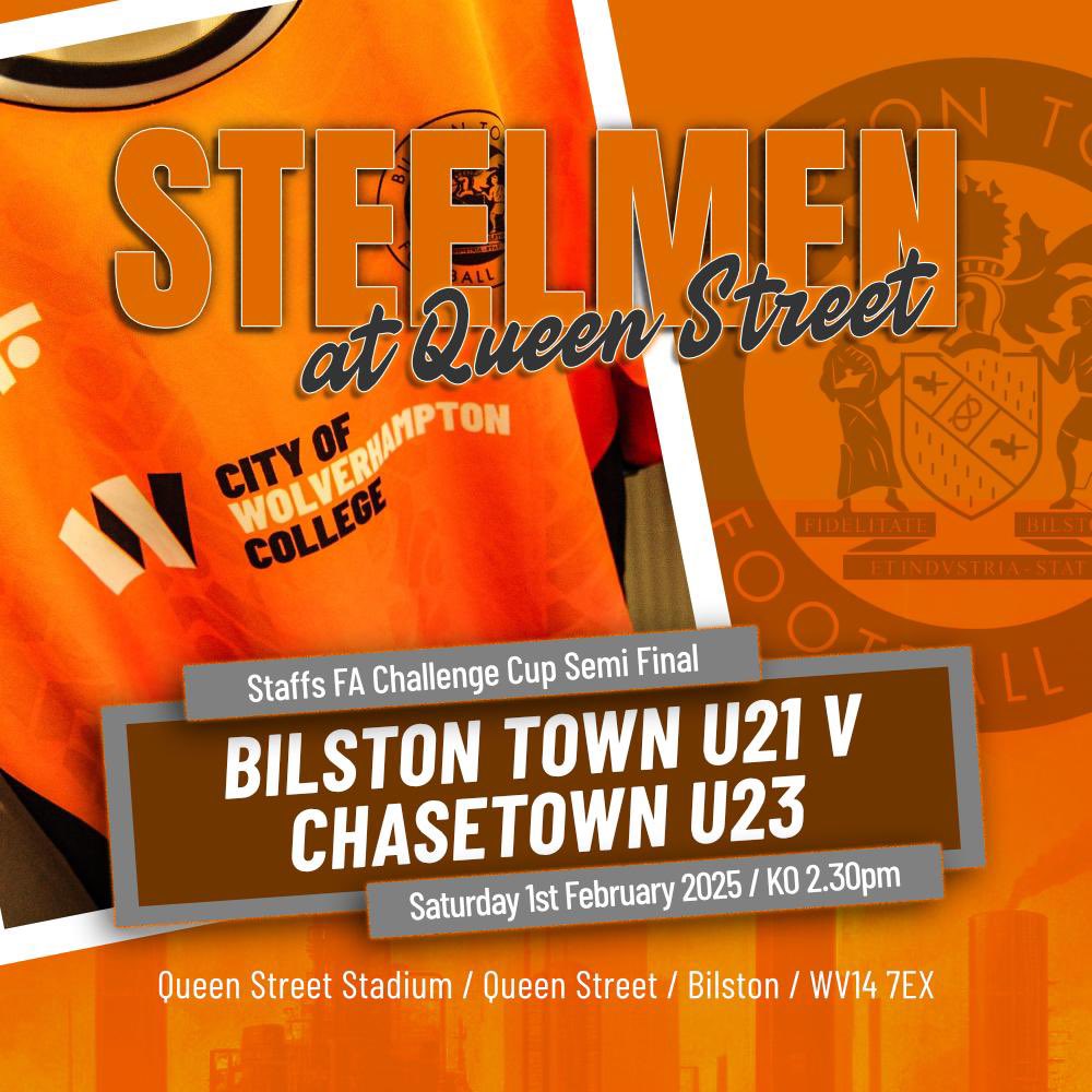 Staffordshire Challenge Cup (Semi-Final)🔸

🏟️ Queen Street 
🗓️ Saturday 1st February 
⏰ 2:30pm KO
🆚 Chasetown