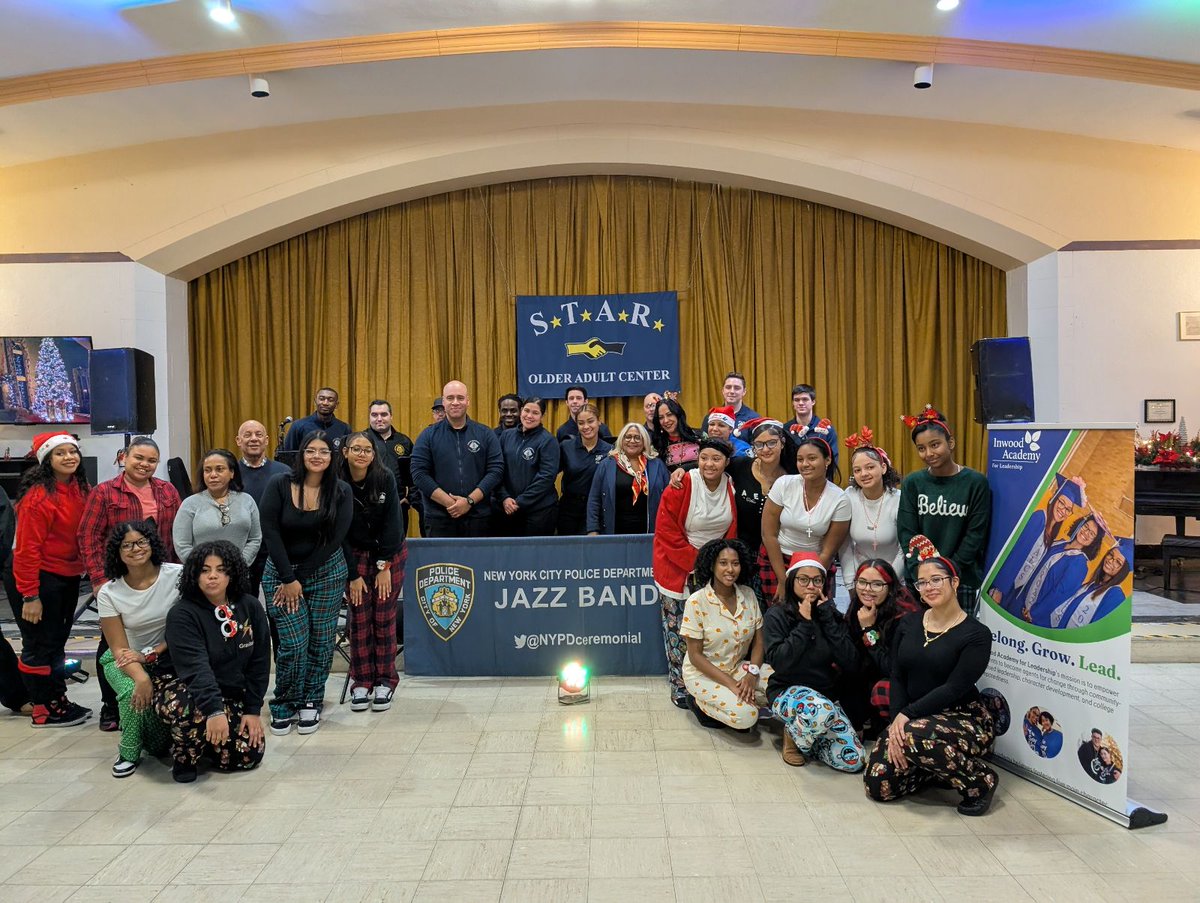inwoodacademy's tweet image. #TBT with our Static Tenacity Step Team! Before winter break, they visited the S.T.A.R. Older Adult Center &amp;amp; teamed up with the NYPD Jazz Band to spread holiday cheer. #CommunityService #StepTeam #Leadership