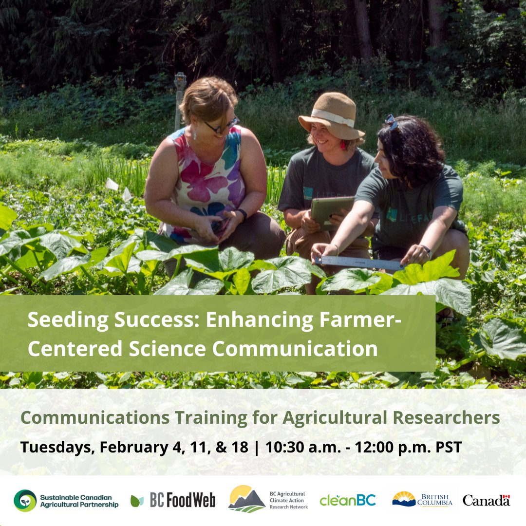 BCFoodWeb's tweet image. There's still time to grab a seat for @bcacarn and @bcfoodweb’s Seeding Success: Enhancing Farmer-Centered Science Communication! 💻🌱 

🌾Find more info and register through the link below:
bcacarn.ca/events/5801-2/