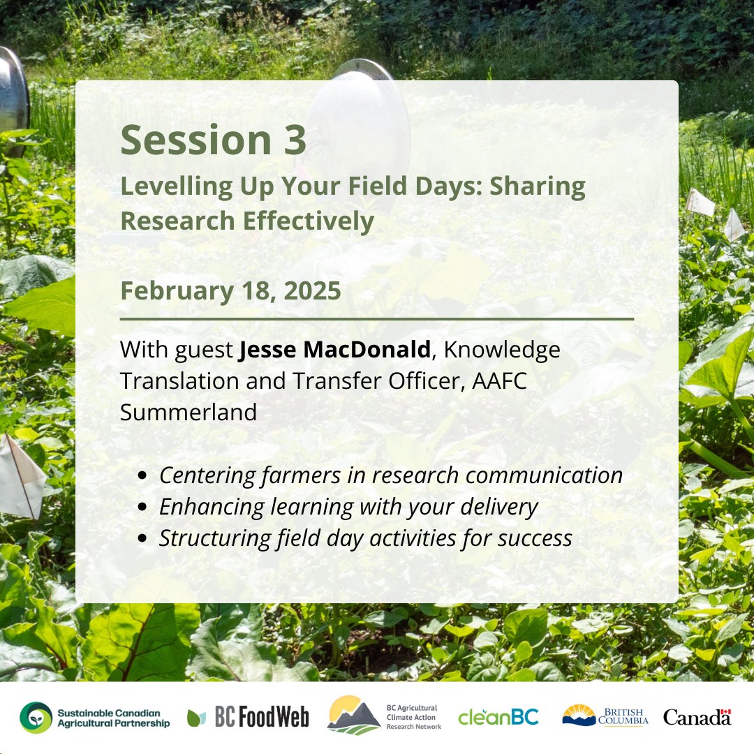 There's still time to grab a seat for @bcacarn and <a href="/bcfoodweb/">BC Food Web</a>’s Seeding Success: Enhancing Farmer-Centered Science Communication! 💻🌱 

🌾Find more info and register through the link below:
bcacarn.ca/events/5801-2/