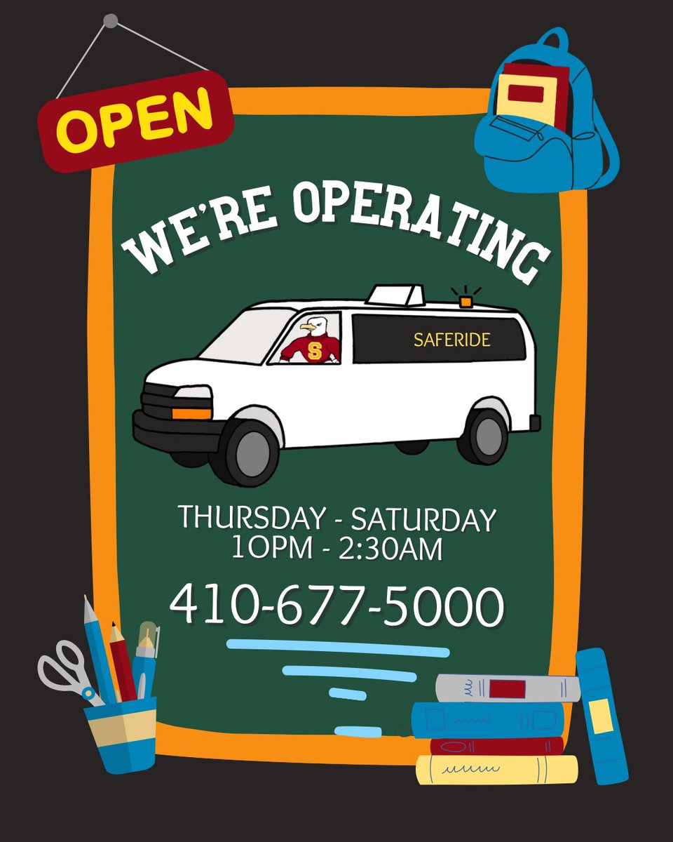 SUSaferide's tweet photo. We hope your first week of the semester has been good so far! Operations are resuming starting tonight!! Give us a call to get home safe. ☺️🚐 https://t.co/3hmtJp3O4J