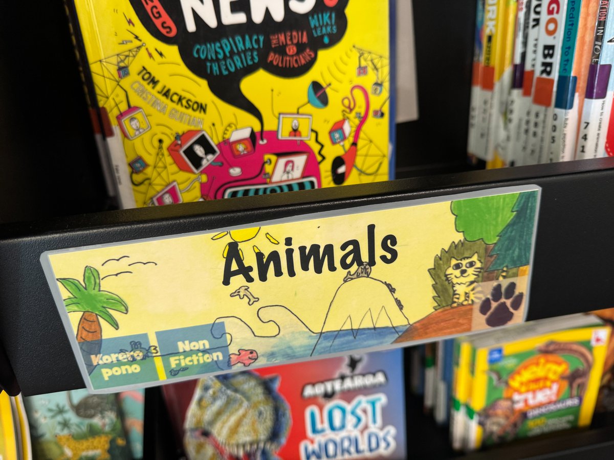rawhitibythesea's tweet photo. New library signage in our Whare Matauranga... Students have been busy designing signage for the Pukapuka paki mō ngā tuakana section (Sophisticated Picture Books), and other sections in the library... #RāwhitiSchool #schoollibrary #librarysignage https://t.co/XYjt8Dmbn3