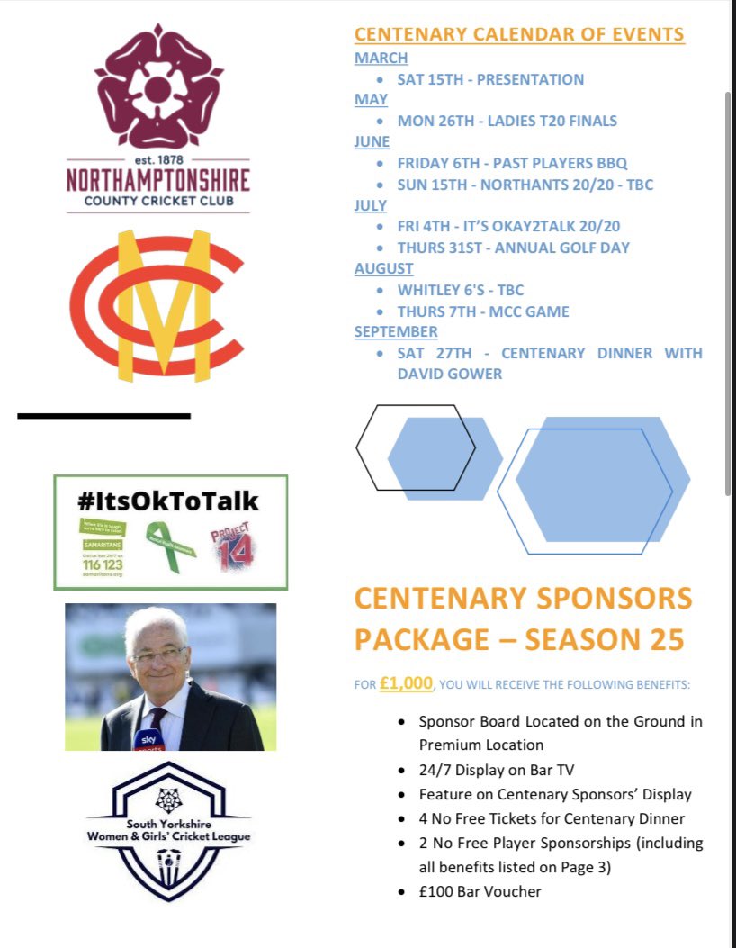 WhitleyHallCC's tweet photo. Evening - Happy New Year to you all, busy 2025 coming up, which is our *****Centenary Year***** with the headlines and further details below.
 
As always, we hope you can continue to support the club in the ways you always have and make 2025 another strong season for the club: https://t.co/FlmyOVkobn