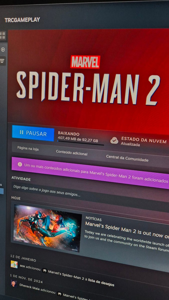 TrcGameplay's tweet photo. Boa notícia, recebi da @PlayStation_BR uma key do Spider-Man 2 de PC 🥳
Agora vou poder mostrar como o jogo está rodando na  Nvidia RTX 4070 Super. Muito obrigado Playstation ✌🏻
@NVIDIAGeForceBR https://t.co/I8SIeuGQUX