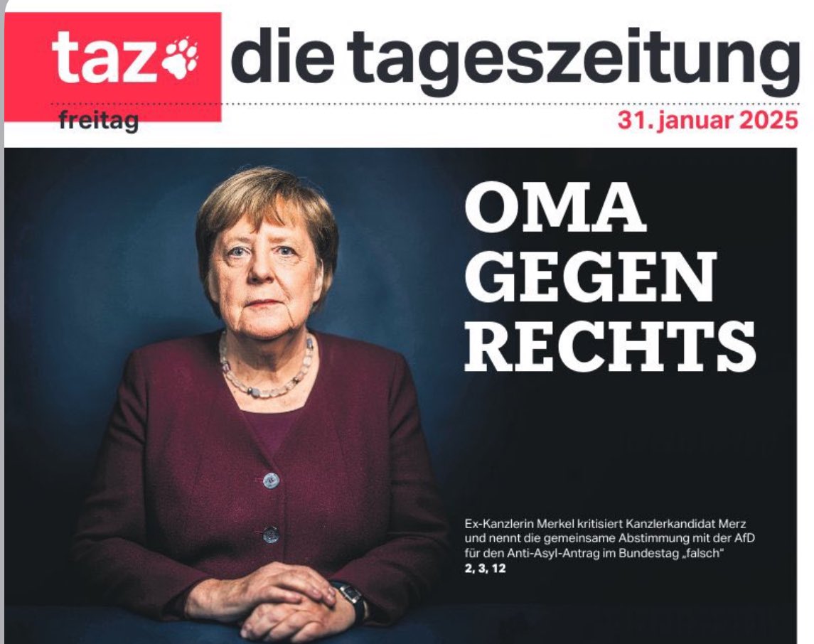 KrahMax's tweet photo. Keine Oma, da keine Mutter, ergo keine Großmutter. Eher Hexe. Sie hat 2005 ein erfolgreiches, entspanntes und respektiertes Deutschland übernommen und dann zugrunde gerichtet. Schande über sie! https://t.co/gYE9ga1skI