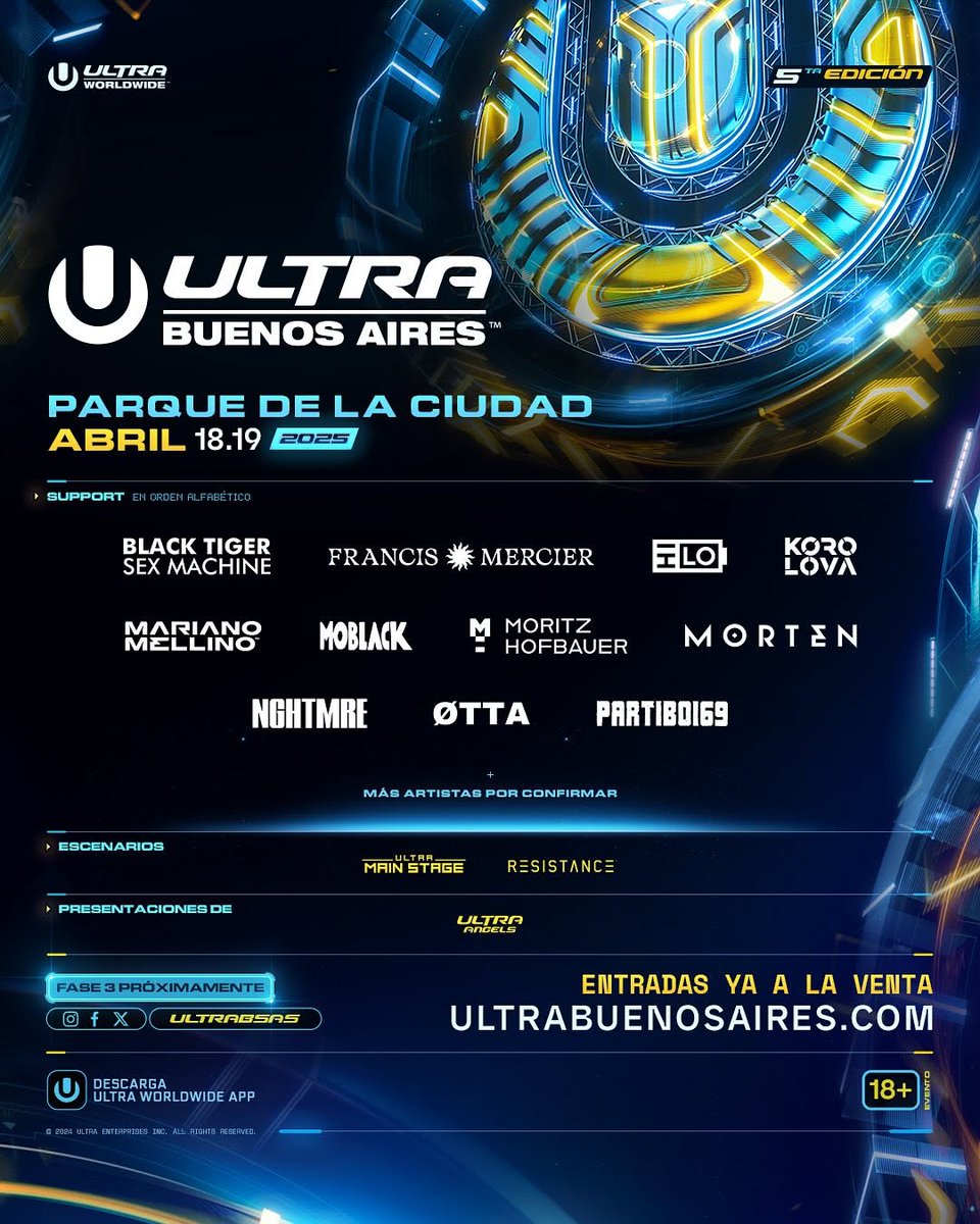 4beatmag's tweet photo. 🚨#LOÚLTIMO | @UltraBsAs 🇦🇷 anunció la Fase 2 de su Line Up para su edición 2025.🔥

Aún queda por revelar la Fase 3.👀😱

#ultra #ultrabsas #ultrabsas2025 https://t.co/Hz0rXL4wrk