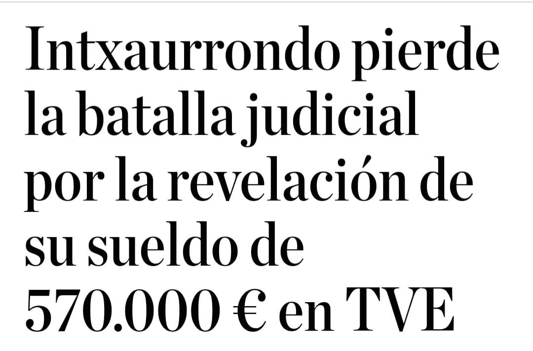 La RTVE de Sánchez en banca rota pide al Estado que, con tus impuestos, la rescate. Casi 40 millones de pérdidas. 

Mientras, los Consejeros enchufados a dedo pasan de 11 mil a 125.000€ al año, 14 millones para Broncano o 570.000€ a Intxaurrondo.
