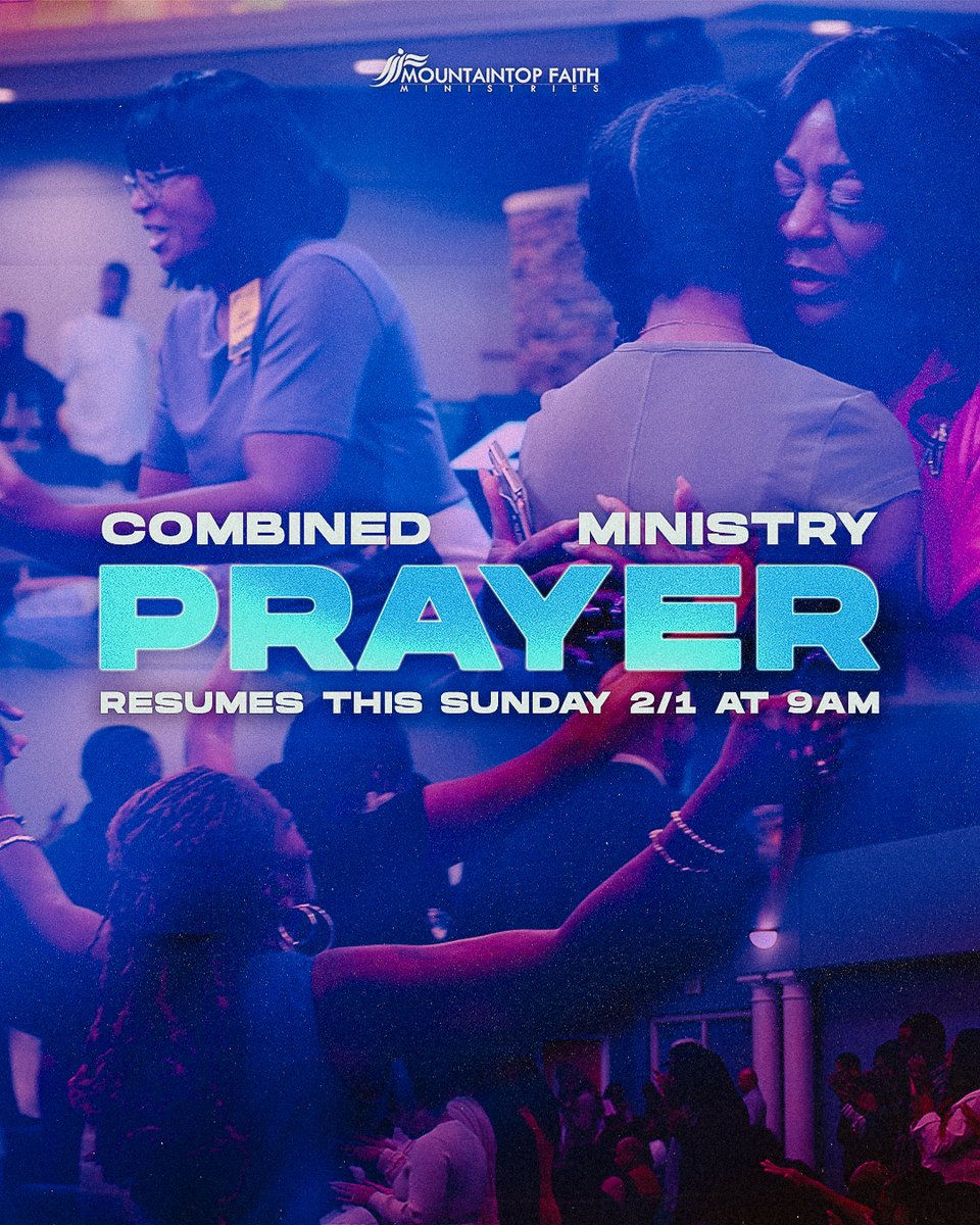 Combined prayer resumes this Sunday at 9 am! Join us for our 1st combined prayer of the new year! 🙏🏽✝️ #prayer #MFM
