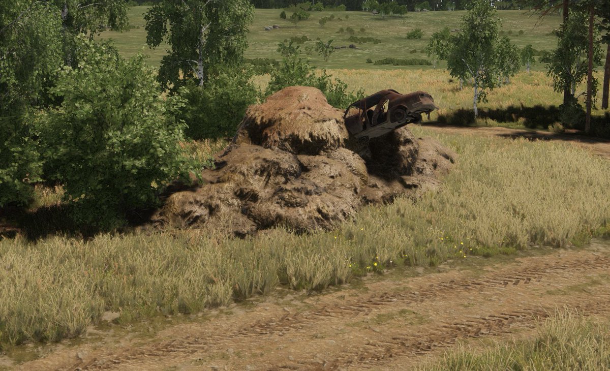 MapsReforged's tweet photo. This week on Bottom Gear: Clarkson crashes an S105 into a pile of shit, Hammond slams into a giant rock, defying all logic... and James May gets his S105 stuck in a medival castle?

#ArmaReforger https://t.co/4RorqBvbMF