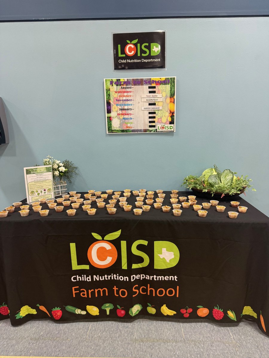 Farm to School fun! Today, our students were treated to fresh crunchy servings of green cabbage straight from local Texas farms while learning about the nutritional benefits of this delicious vegetable! #LCISDwefeedkids #farmtoschool #supportlocal
