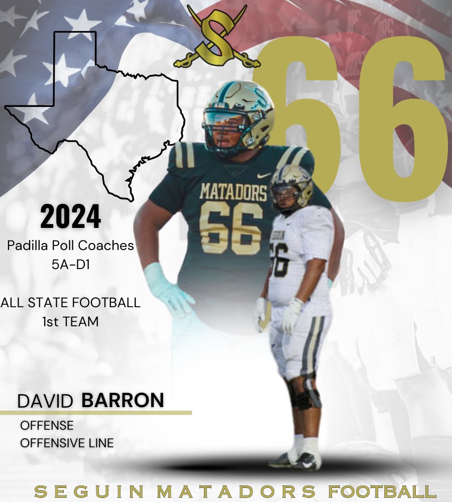 Seguin_Football's tweet photo. Huge congratulations to our studs @David_barron66 and @Dailey4Corey for making the 5A-D1 @padillapoll coaches ALL STATE Football Team‼️@SeguinAthletics @SeguinHSTx @SeguinISD https://t.co/AOVWfKvgwo