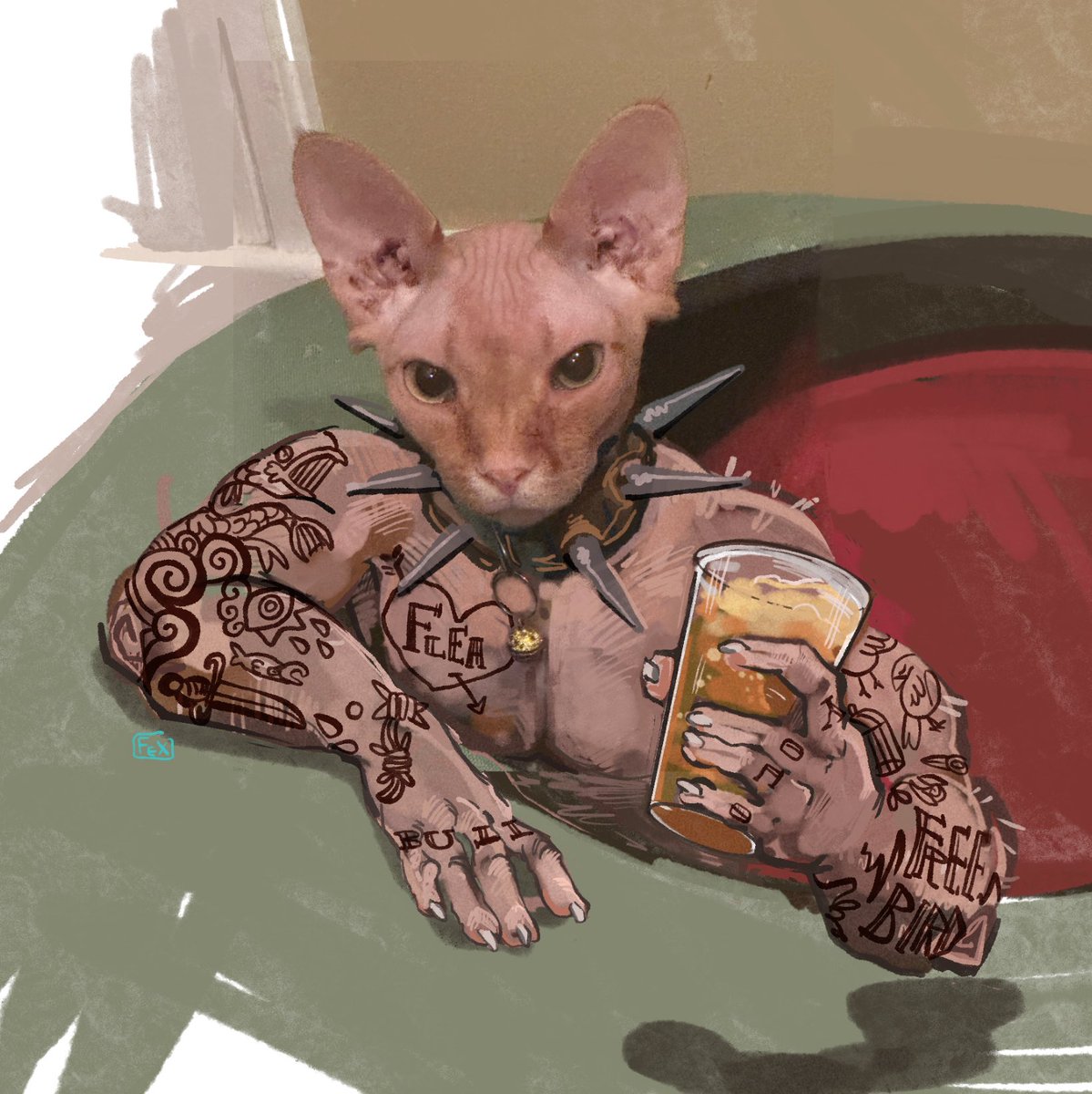 Fexazaur's tweet image. Getting a lot of love for this joke piece for @Flea 🤣🤌🙏 comment/repost this with your silliest or most expressive pet face and maybe I’ll be inspired to continue the series 👀
Does anyone remember the Kat Kong and Dogzilla books? This feels reminiscent of that style 😂