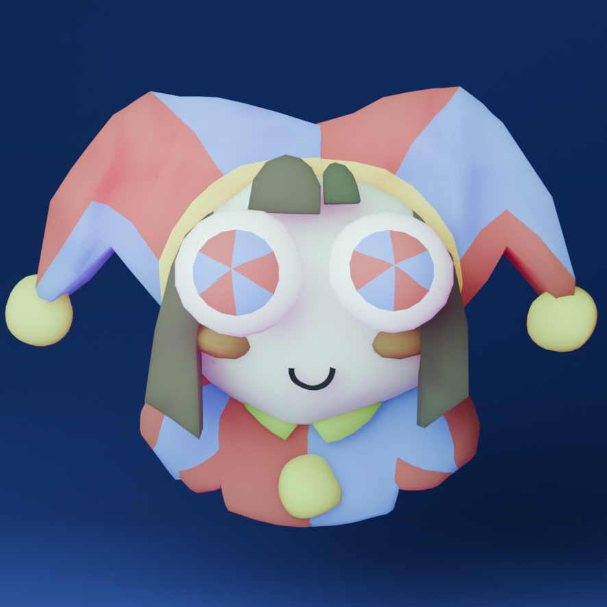 HelloDrak's tweet photo. My final 3D icon is - Pomni!

I recently got into #TheAmazingDigitalCircus and truly looove every aspect of this show. 

It inspires me to be creative, and for that reason...I made a model of my favorite character!

#TADC #Blender #3dart @GooseworxMusic https://t.co/cGS7XxUzJZ