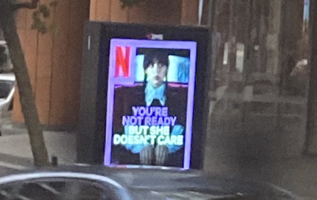 hvnleydusk's tweet image. Oh my God this is not a drill I just saw this ad for Wednesday in PUBLIC… the marketing era begins??
