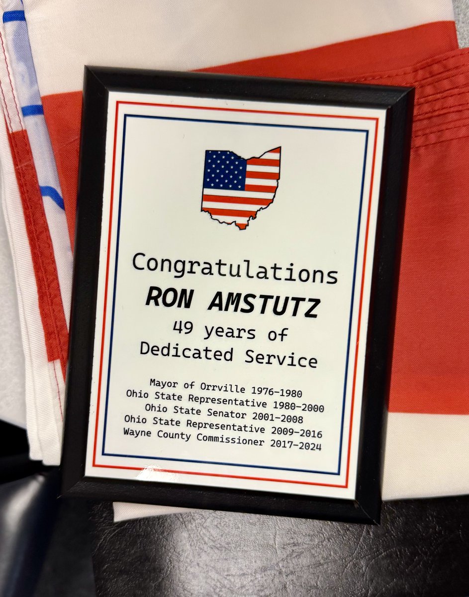 OHCounties's tweet image. Congratulations to former Wayne County Commissioner &amp;amp; CCAO Board Member Ron Amstutz, who completed an impressive 49 years of dedicated public service to the people of Wayne County!

#StrongerCountiesStrongerOhio