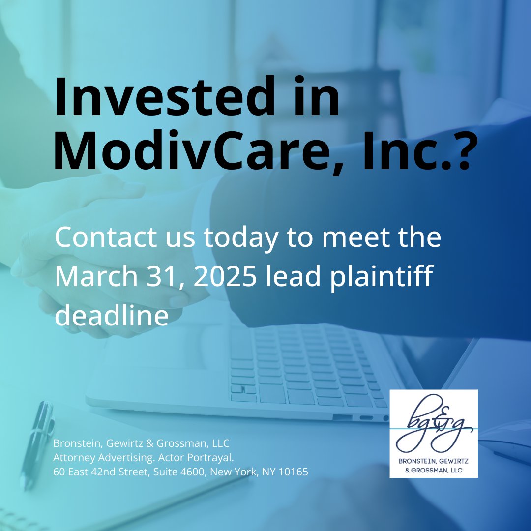 BGandG_Law's tweet image. BG&amp;amp;G announces class action against ModivCare, Inc. Visit bgandg.com/MODV for more info. 
#MODV #ModivCareInc #ClassAction