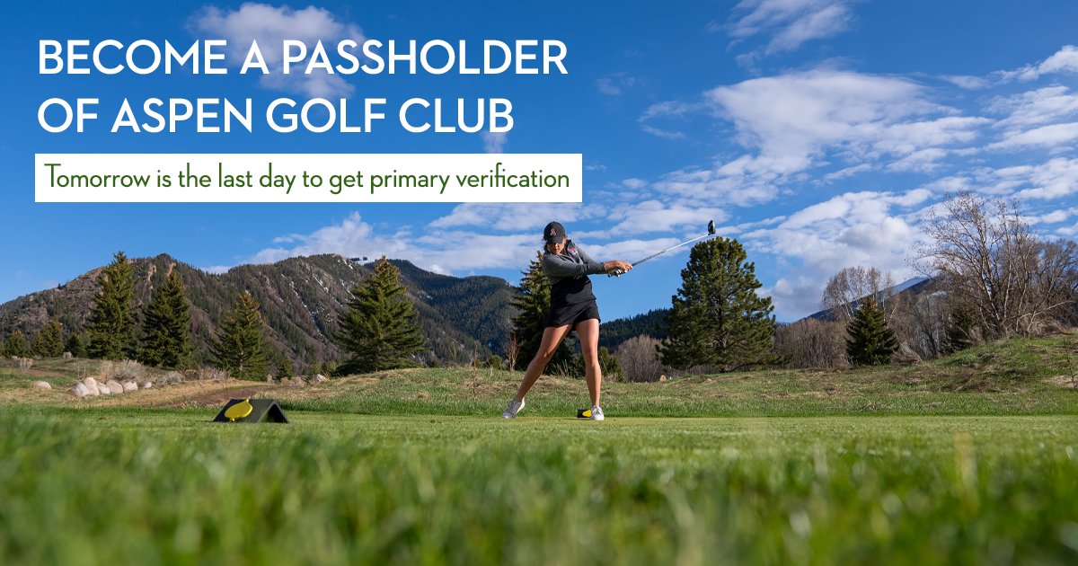 cityofaspen's tweet photo. Tomorrow is last day to get primary verification! Local residents must be verified in order to purchase a primary resident pass. Primary resident passes go on sale at 12 p.m. on Feb. 10 until 12 p.m. on Feb. 14 at https://t.co/YlSsBAKAWV.

#GolfAspen #CityOfAspen https://t.co/qsuLzjlgab