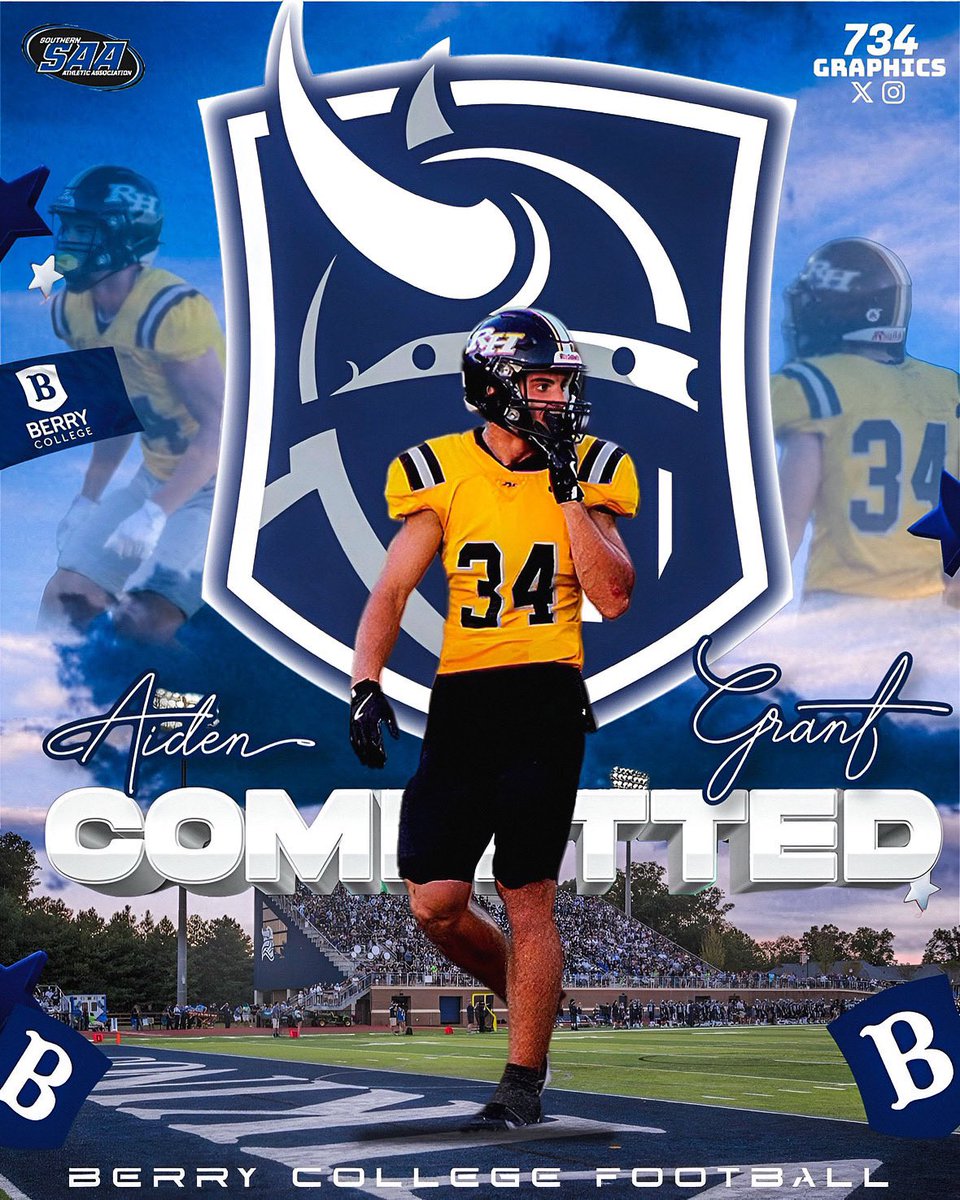 I am excited to announce that I will be continuing my academic and football career at <a href="/BerryFootball/">Berry Football</a> . Just want to say how thankful I am to my teammates and coaches, past and present ; and as well to my family and friends who have supported me in this process. Go Vikings!! 🟦⬜️