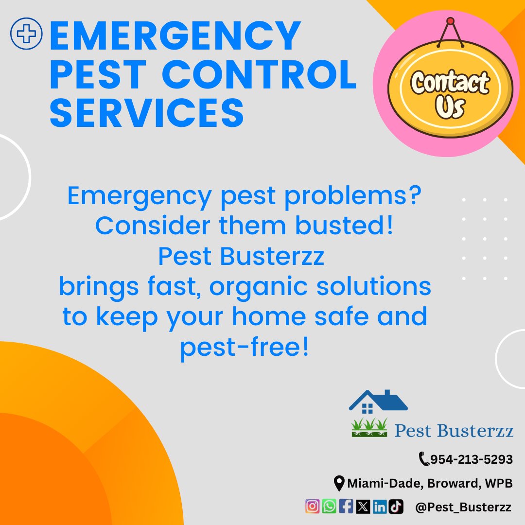 pest_busterzz's tweet image. 🚨 Pest emergency? We’ve got you covered! 🏡🐜 Pest Busterzz delivers fast, organic, and effective pest control when you need it most! ⏳💪 Don’t let pests take over—call Pest Busterzz and stay pest-free! 📞🐞🚫 #EmergencyPestControl #PestBusterzz pestbusterzz.com