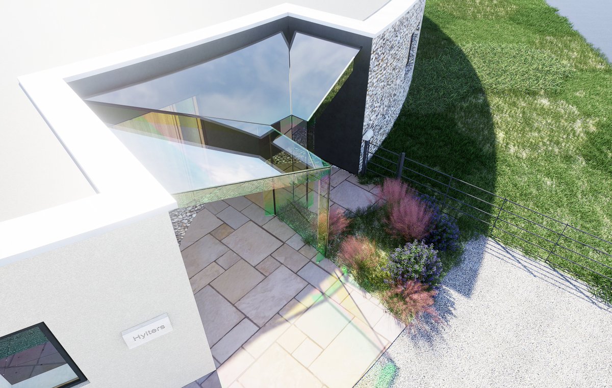 Jakotecture's tweet image. Works in progress for a new structural glazed canopy. I am hopeful the dichroic finish to the glass makes it into the completed project. Rendered in @D5Render #architecture #glass