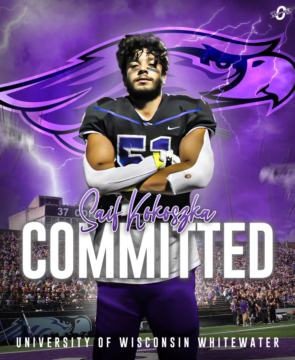 Saif Kokoszka (@saif_kokoszka) on Twitter photo After long consideration I’ll be committing to the University of Wisconsin Whitewater! I’d like to thank all the coaches who believed in me as well as everyone that has brought me this far!
#PoundTheRock
<a href="/WarhawkFootball/">Warhawk Football</a>
<a href="/CoachCortez53/">Ryan Cortez</a>
<a href="/CoachRindahl/">Jace Rindahl</a>
<a href="/GlenbardSouthFB/">GBS Raiders Football</a> After long consideration I’ll be committing to the University of Wisconsin Whitewater! I’d like to thank all the coaches who believed in me as well as everyone that has brought me this far!
#PoundTheRock
<a href="/WarhawkFootball/">Warhawk Football</a>
<a href="/CoachCortez53/">Ryan Cortez</a>
<a href="/CoachRindahl/">Jace Rindahl</a>
<a href="/GlenbardSouthFB/">GBS Raiders Football</a>