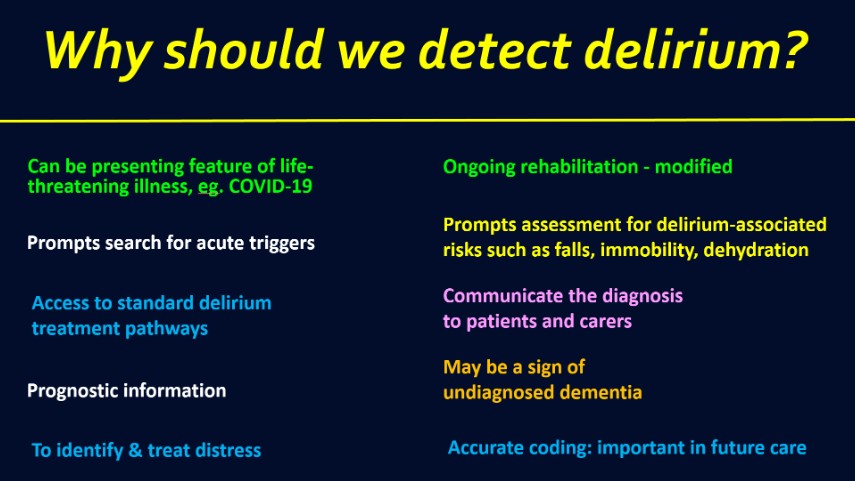 Missing delirium is bad.

Delirium detection should not be left just to champions/enthusiasts.

We need to upgrade healthcare system norms to make it that we always look for delirium in high risk populations.

And when we don't even try it should be considered BAD PRACTICE.