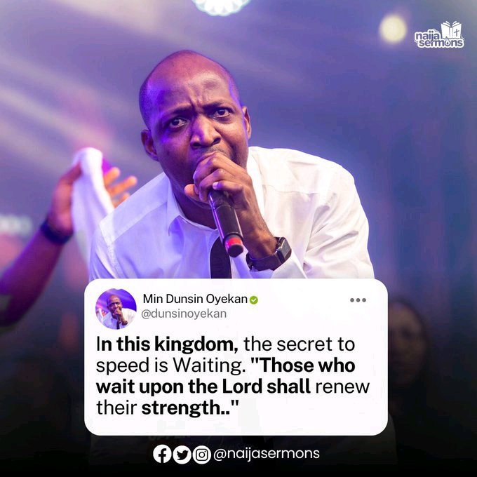 UltimateMW18's tweet photo. In this kingdom, the secret to speed is waiting. "Those who wait upon the Lord shall renew their strength.." - Min. Dunsin Oyekan https://t.co/NwrOtdy665