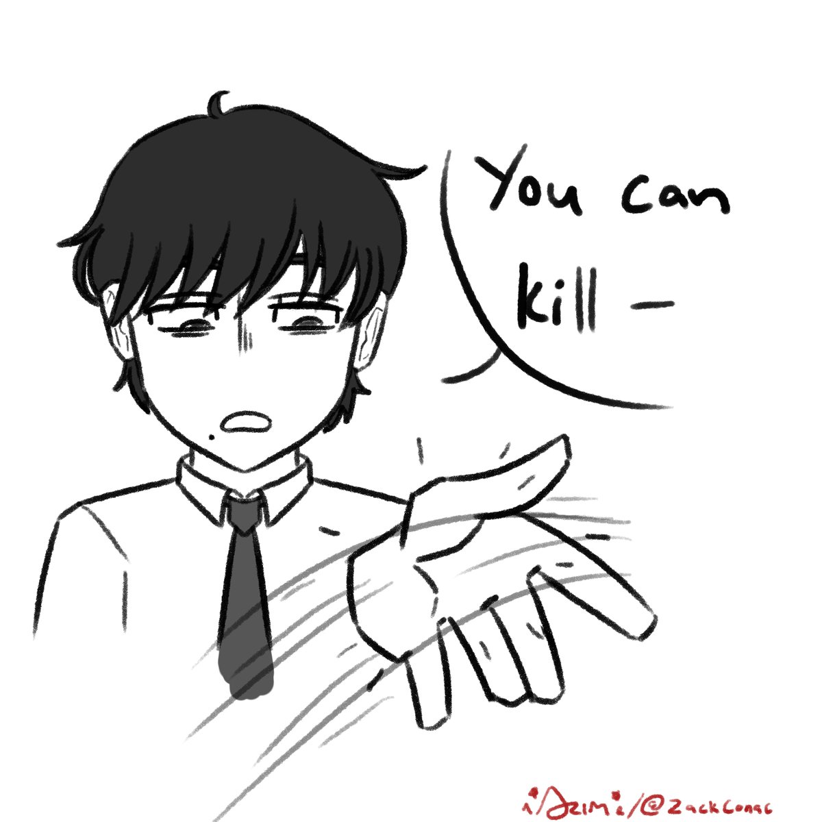 ZackConac's tweet photo. He really thought they were chill..
#csm191 #Chainsawman191 #Zacdraws https://t.co/aJsvq9gDaE